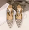 Lüks Bing Armut Rhinstone Flats Ayakkabı Sandalet Kadın Kristal Kayışı Zapatos Mujer Slingback Terlik Sandal Seksi Parti Düğün Nedime