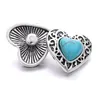 Rétro argent couleur bouton pression Turquoise coeur breloques femmes résultats de bijoux 18mm métal boutons pressions bracelet à bricoler soi-même bijoux en gros