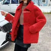 Mujeres Winter Women Faux Foux abrigo de piel de peluche Chaqueta de cordero casual Batwing Sleeve Bomber Parka Outwear 210515