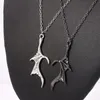 Pendant Necklaces Personality Punk Heart Wing Necklace Lovers Vinatge Bat Couples Set Fashion Jewerly