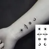 Petit tatouage Flsah Tatoo autocollant étanche Body Art noir et blanc dessin planète soleil lune étoile transfert d'eau temporaire faux tatouages