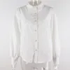 Biała koronkowa bawełniana bluzka koszulka kobiety Hollow Out Button Chic Bluzka Topy Jesień Zima Kwiat Vintage Topy 210415