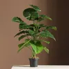 75cm 24fork plantas falsificadas grandes galho de palmeira artificial plástico tropical tropical folha de tartaruga falsa para casa jardim decoração 210624