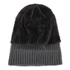 Yeni Moda Kış Katı Renk Örgü Bere Kadın Erkek Kalın Astar Artı Kadife Rahat Şapka Sıcak Pamuk Yumuşak Kap Unisex Bonnet Erkek Y21111