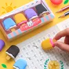 DHL 4PCS YUMMY DESSERT ERASERS SET MINI LOLLIPOP ICECREAM POPSICLE Donuts Rubber Pencil Eraser for Kids School Student Award DD4675779