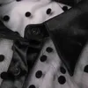 Kobiety Długa Siatka Koszula Sukienka Polka Dot Zobacz przez czarny Przezroczysty Tulle Afryki Moda Wiosna Kobieta Szlayki Tunika Plus Rozmiar XL 210513
