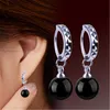 Boucles d'oreilles femme pendantes cristal plaqué argent femme naturel noir rouge style goutte