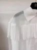 Women's Blouses & Shirts Early Autumn 2021 Turn Down Collar Cloak Sleeve Pearl Button Women White Chiffon Reverse Shirt Girl