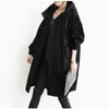 Herfst Casual Cloak Hooded Jassen Single Breasted Leisure Solid Color Classic Long Trench Coat X-Long Female Windbreaker