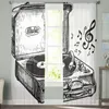 Curtain & Drapes Music Box Musical Note Instrument Tulle Curtains For Living Room Decoration Modern Chiffon Sheer Voile Kitchen