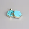 5pcs / lot guldkanter hexagonplatta charmar, rå turkos hängsmycken, naturlig blå howlite stenskiva nugget charms smycken gör