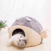 Sweet Cat Bed Warm Nesk Round Husdjur Sova Cave Kitten Bäddar och hus Soft Lounger Kuddens tillbehör 211111