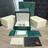 Luksusowe zielone skrzynki zegarkowe Oryginalne z kartami i papierami Certyfikaty torebki Pudełka dla 116610 116660 116710 zegarków z prezentem159x