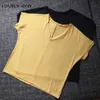 Koszulka z krótkim rękawem Koszulki letnie V-Neck Casual Sexy Luźne Elastyczne Soft Samica Base Tshirt Home Clothing Moda Streetwear 210623