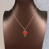 Coração vermelho bowknot letra colares com caixa floral moda requintado jóias elegante colar de pingente de aniversário presente para namorada