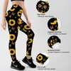 Solros Smörtryck Högt midja Sport Leggings Push Up Sport Kvinnor Fitness Gym Kläder Elastiska Andas Byxor 210925