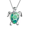925 plata esterlina creada azul ópalo mar tortuga colgante collar 18 "joyería de piedra de nacimiento para mujeres azul verde rosa blanco