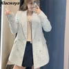 Za Femmes Costume Veste Tweed Blazer Femme Plaszcz Wiosenny Damski Sobrecamisa Cuadros Plaid À Carreaux 211019