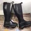 Bottes de genoue de genoux Boot de plate-forme en noir et blanc Real Cuir Chaussures Fashion Shoe Falle Fall Auto Box 012139212