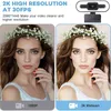 2k HD Microfone USB Webcam com anel LED LED Computador Câmera Zoom Videoconferência PC Mac Laptop Desktop