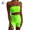 Fashion Women Suit Sexy Solid Color Crop Top And Shorts Female Two-Piece Set Casual Summer Ladies Women's Two Piece Pants