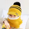Scarves 2021 Knit Short Plush Hooded Scarf Kids Hat And Child Winter Warm Protection Ear Pom Cap Girls Boy Accessories