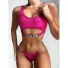 Silver snake bikini push up Sexy swimsuit women Neon swimwear 2021 female New chain bathing suit Brazilian bathers biquini Mujer X0522