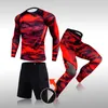3 szt. Zestaw męski trening sportowy garnitur siłowni siłownia kompresyjna ubrania biegowe jogging sport nosić ćwiczenia rashguard mężczyźni 211006
