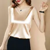 Verão V-Neck Bordado Camisa Camisa Blusa Mulheres Casuais Soltos Sily Silk Tops Elegant Coreano Feminino Blusas 13740 210512