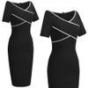 Nice-forever Elegant Stripes Patchwork Work Dresses Business Party Bodycon Women Dress Btyb519 210419