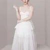 Mode Sexy robe de bal femmes robe été piste maille patchwork dentelle volants fête chic licou sans bretelles 210506