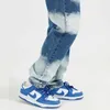 IEFB Mäns Slitage Spring Tie Dyed Rak Tube Jeans Koreanska Hög Midja Blå Jeans Denim Byxor För Man Loose 9Y4595 210524