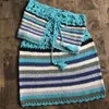 Gestrickte Frauen Kleid 2021 Sommer Strand Häkeln Weibliche Shirts Set Bandeau Off Schulter Mini Kleider Sexy Badegäste Beachwear Damen bademode