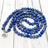 SN1536 Bleu Regalite Jasper 108 Mala Yoga Bracelet Nouveau Design Lotus Charme Femmes Bracelet Handamde Méditation Bouddhiste Bijoux