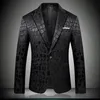 Mężczyźni Wzór Krokodyla Wedding Suit Black Blazer Jacket Slim Fit Stylowe Kostiumy Stage Wear Do Singer Mens Blazers Designs 9006 Garnitury