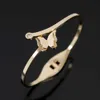 Luxury Butterfly Shape Rhinestones Bangles Bracelets Stainless Steel Gold Color Bracelet for Women Girls Ladies Wedding Jewelry Q0719