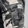 Lato męska Outdoor Kamuflaż Spodenki Cargo Kieszonkowe Bawełniane Casual Half Spodnie Mid Waist Sznurka Sznurka Luźna Bib Kombinezony 7XL 210806