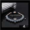 Bracciali di perline braccialetti di gioielli maschi di moda micro pavimentazione cz cush di gioielli cubici della corona e perle da zircone da 8 mm Bracciale intrecciato femmina