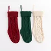 46cm Knitting Christmas Stockings Xmas Tree Decorations Solid Color Children Kids Gifts Candy Bags ZZA Fast ship 3-7days