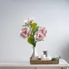 إكليل الزهور الزخرفية الديكور وهمية ماجنوليا رغوي اصطناعي يشعر 3 رؤساء كبيرة الحجم مع أوراق المحاكاة النبات