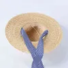 USPOP Women Sun Hat Kvinna Naturvete Halm Sommarhattar bred Brim Beach Hat Wide Striped Ribbon Lace-up Straw Hats AA220304