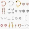 925 Sterling Silver Stud Brand New musling Podwójny Hoop Kolczyki Wysoka Biżuteria Rose Gold Ear Studs Charm Koraliki Torba Dust Prezenty Fit Pandora Charm