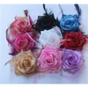 8st Rose Headwear Hair Clip Feather Rose Headdress Party Brosch Head Flower Girl Women Breast Pin School Kids Dance