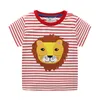 Springen Meter Applikation Kinder T-Shirts für Sommer Jungen Mädchen T-Shirts Tops Baumwolle Stoff Streifen Löwe Baby Shirt Kinder Kleidung 210529