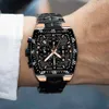 WWOOR Sportuhren für Männer Mode Schwarz Militär Quarz Wasserdichte Armbanduhr Männlich Square Casual Chronograph Uhr 210527