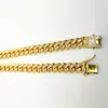 ZB002 Hip Hop Street Fighter Trendsetter Cuba Chain Inlaid with Diamond Bracelet 12mm Full for Men and Women Gold Plated Necklaces 20pcs