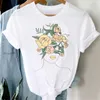 T-Shirt Kadın Trend Stil Çiçek Çiçek Kawaii Moda İlkbahar Yaz Giysileri Grafik Tshirt Üst Lady Baskı Kadın Tee T-shirt Kadınlar