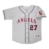 Niestandardowe szycie Mike Trout California Grey Road Jersey z Team Patch Men Men Kobiet Młodzież Kids Baseball Jersey XS-6XL