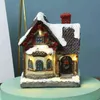 Christmas Decoration Led Luminous Hut Village House Building Resin Home Display Party Ornament Holiday Gift Home Decor Ornaments 211104