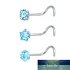ZS 22G CZ Crystal Nose Studs sätter 12PCS / 3PCS Nose Ringar Studs Set Rostfritt stål Piercing Skruvar Mode Septum Ringar